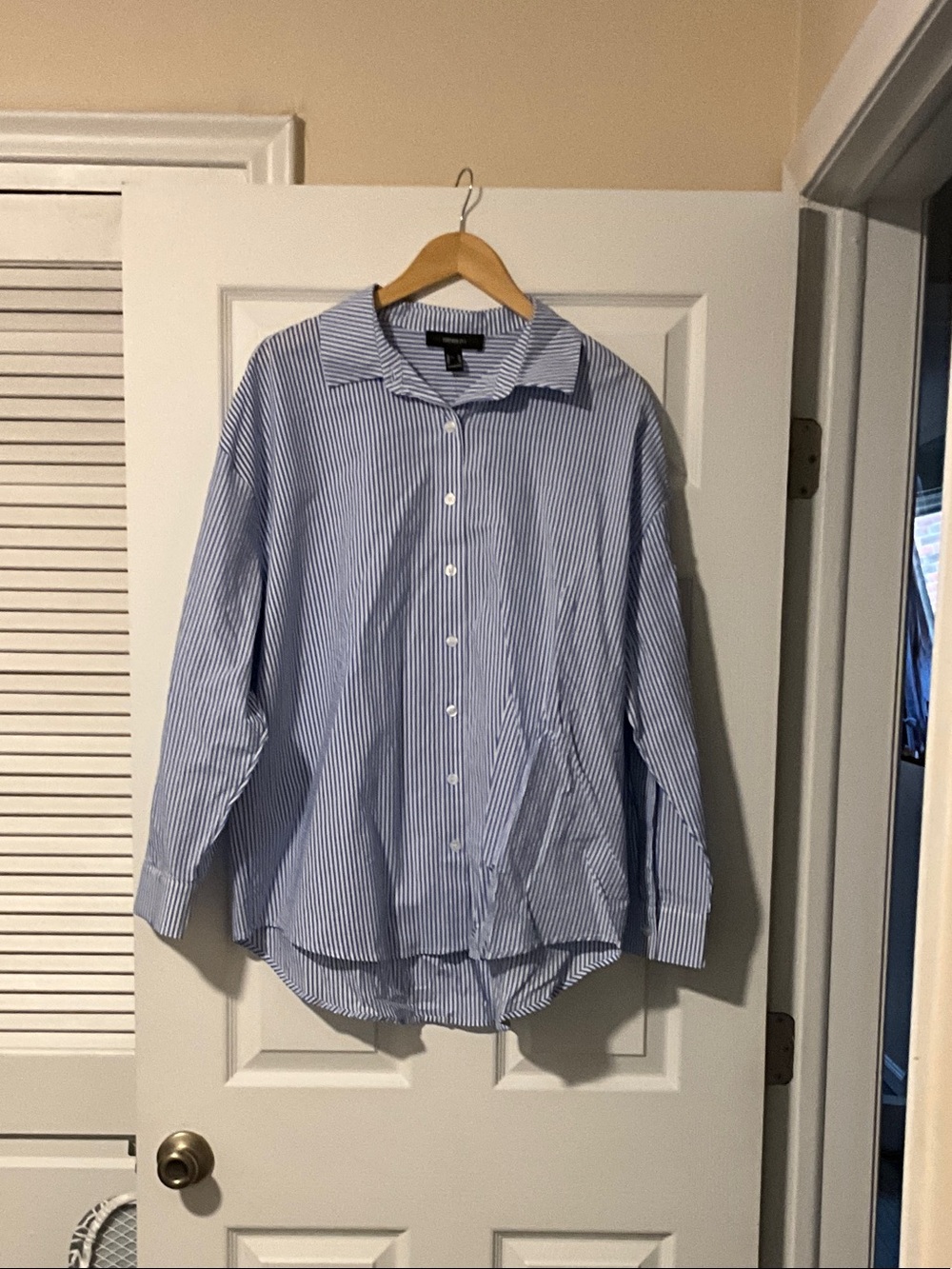 Men's Blue Pinstripe Button-Up Shirt